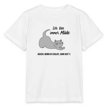 Katzen schlafen Katze Müde Schlaflos Geek Geschenk - Stanley/Stella Kinder T-Shirt MINI CREATOR  - Weiß - Vorne - Maike (125cm)