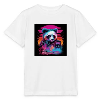 Panda with neon colors, synthwave / 80s - Stanley/Stella MINI CREATOR Kids’ T-Shirt - white - Front - Maike (125cm)