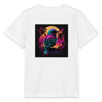 Bird with neon colors, synthwave / 80s - Stanley/Stella MINI CREATOR Kids’ T-Shirt - white - Front - Maike (125cm)