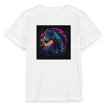 Horse with neon colors, synthwave / 80s - Stanley/Stella MINI CREATOR Kids’ T-Shirt - white - Front - Maike (125cm)