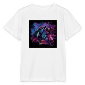 Zebra with neon colors, synthwave / 80s - Stanley/Stella MINI CREATOR Kids’ T-Shirt - white - Front - Maike (125cm)