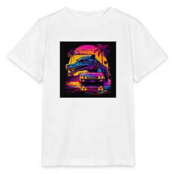 Crocodile with neon colors, synthwave / 80s - Stanley/Stella MINI CREATOR Kids’ T-Shirt - white - Front - Maike (125cm)