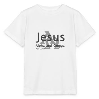 Christian Design Jesus, Alpha und Omega - Stanley/Stella Kinder T-Shirt MINI CREATOR  - Weiß - Vorne - Maike (125cm)