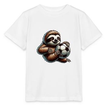 Süßer Faultier Fußballspieler Design - Stanley/Stella Kinder T-Shirt MINI CREATOR  - Weiß - Vorne - Maike (125cm)