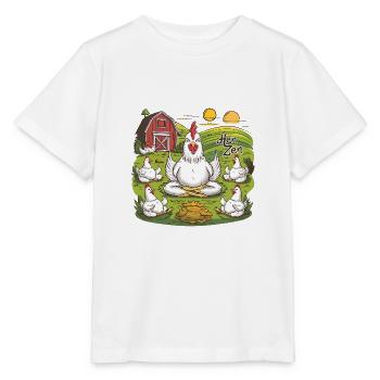 Hen Zen Yoga Meditation Huhn Hühner Bauernhof - Stanley/Stella Kinder T-Shirt MINI CREATOR  - Weiß - Vorne - Maike (125cm)