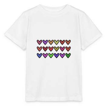 HERZ. HERZ. VALENTINSTAG. LIEBE. LIEBE. HERZ - Stanley/Stella Kinder T-Shirt MINI CREATOR  - Weiß - Vorne - Maike (125cm)