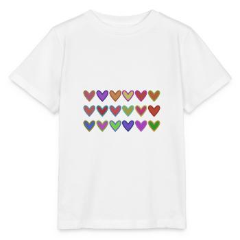 HERZ. HERZ. VALENTINSTAG. LIEBE. LIEBE. HERZ - Stanley/Stella Kinder T-Shirt MINI CREATOR  - Weiß - Vorne - Maike (125cm)