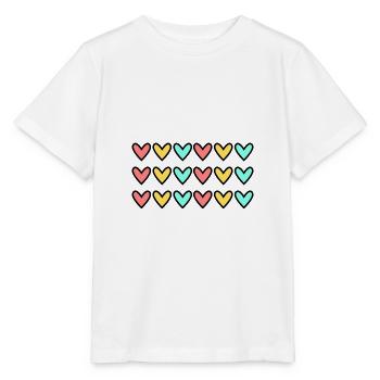 HERZ. HERZ. VALENTINSTAG. LIEBE. LIEBE. HERZ - Stanley/Stella Kinder T-Shirt MINI CREATOR  - Weiß - Vorne - Maike (125cm)