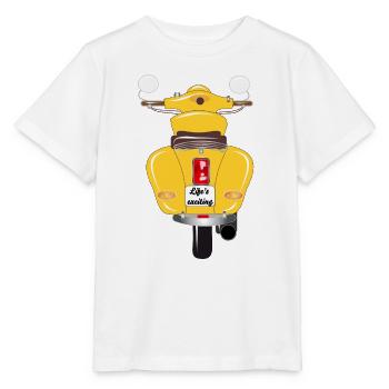 sonnengelber Roller mit aufregendem Kennzeichen - Stanley/Stella Kinder T-Shirt MINI CREATOR  - Weiß - Vorne - Maike (125cm)