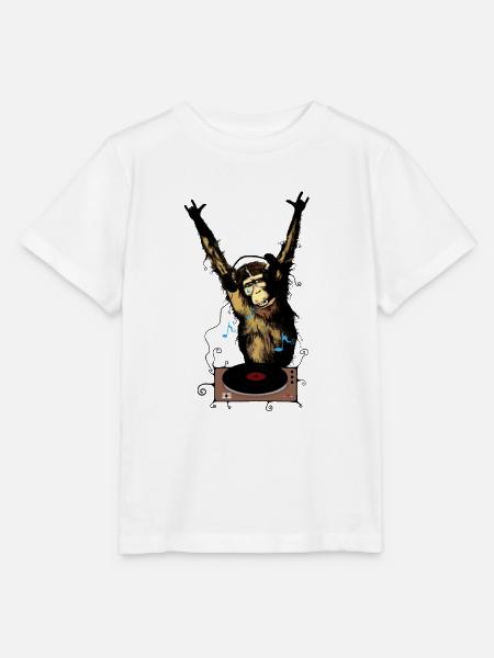 Humorvoller Affe mit DJ-Gear - Stanley/Stella Kinder T-Shirt MINI CREATOR - Weiß