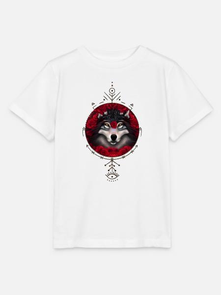Wunderbarer Wolf mit Blumen. - Stanley/Stella Kinder T-Shirt MINI CREATOR - Weiß