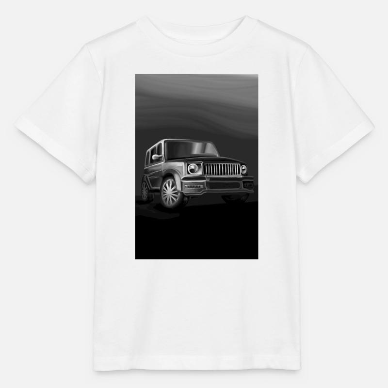 Impression d’art SUV noir et blanc - T-shirt bio MINI CREATOR Stanley/Stella Enfant - blanc