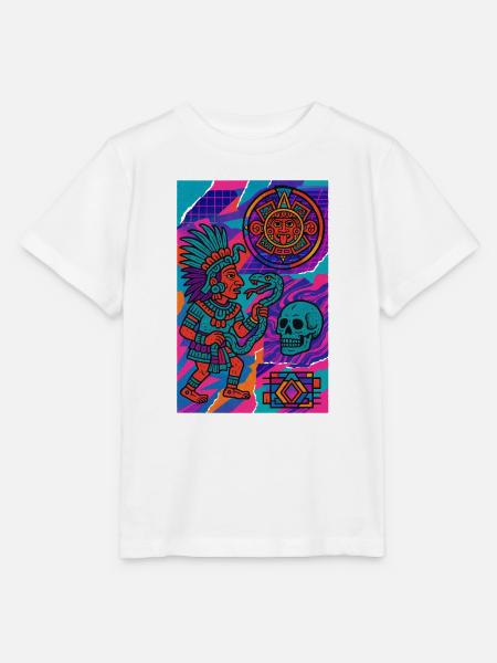 Aztekischer Krieger und Symbole - Stanley/Stella Kinder T-Shirt MINI CREATOR - Weiß
