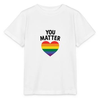 LGBTQ+ Rainbow Heart Design - Stanley/Stella MINI CREATOR Kids’ T-Shirt - white - Front - Maike (125cm)