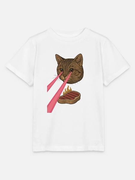 Laser Katze - Stanley/Stella Kinder T-Shirt MINI CREATOR - Weiß