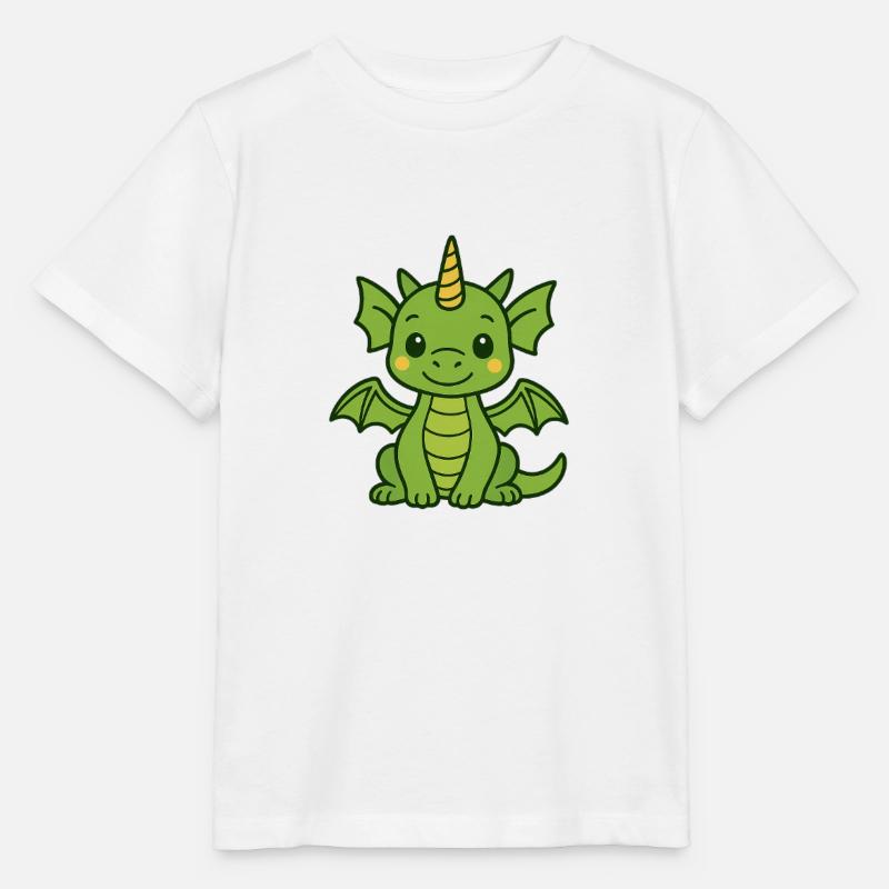 Drôle de dragon avec corne et ailes - T-shirt bio MINI CREATOR Stanley/Stella Enfant - blanc