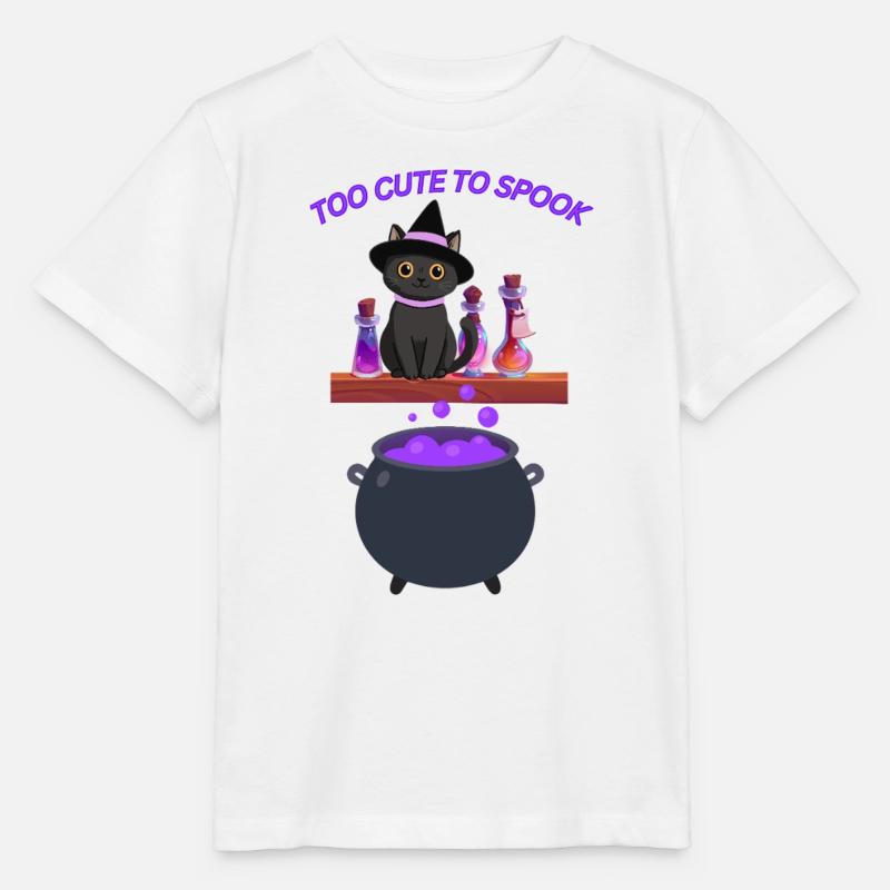 Chat sorcière mignon avec potion magique - T-shirt bio MINI CREATOR Stanley/Stella Enfant - blanc