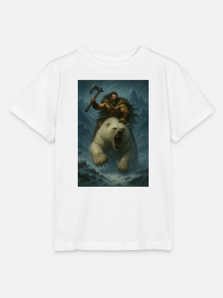 Wikingerkrieger auf Eisbär – Fa-Illustration - Stanley/Stella Kinder T-Shirt MINI CREATOR - Weiß