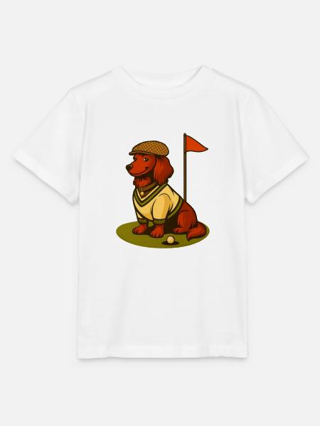 Golf Dackel im Retro-Outfit mit Fahne. - Stanley/Stella Kinder T-Shirt MINI CREATOR - Weiß