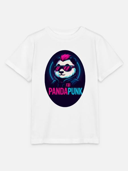 PandaPunk Neon Cyber Panda - Stanley/Stella Kinder T-Shirt MINI CREATOR  - Weiß