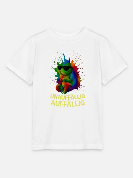 Regenbogen Chamäleon mit Stil - Stanley/Stella Kinder T-Shirt MINI CREATOR  - Weiß