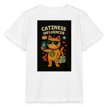 Cat influencer with sunglasses - Stanley/Stella MINI CREATOR Kids’ T-Shirt - white - Front - Maike (125cm)