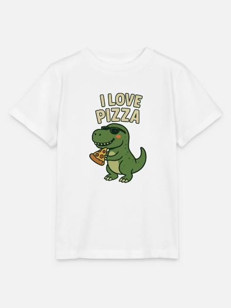 I Love Pizza Dino - Stanley/Stella Kinder T-Shirt MINI CREATOR - Weiß