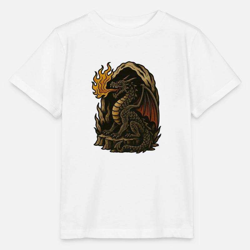 Flammender Drache - Stanley/Stella Kinder T-Shirt MINI CREATOR  - Weiß