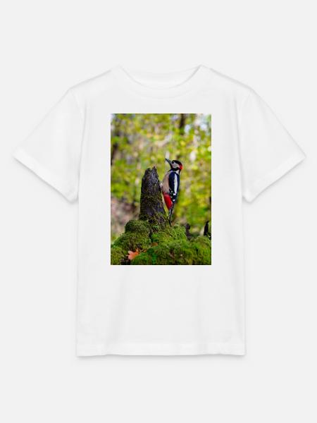 Specht auf moosigem Waldstumpf - Stanley/Stella Kinder T-Shirt MINI CREATOR  - Weiß