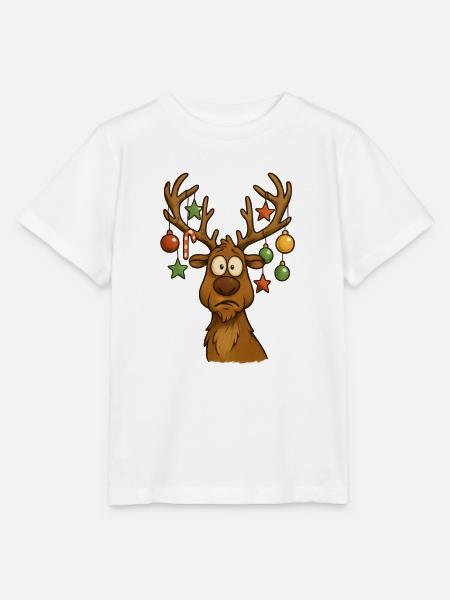 Fröhlicher Elch mit Baumschmuck - Stanley/Stella Kinder T-Shirt MINI CREATOR  - Weiß