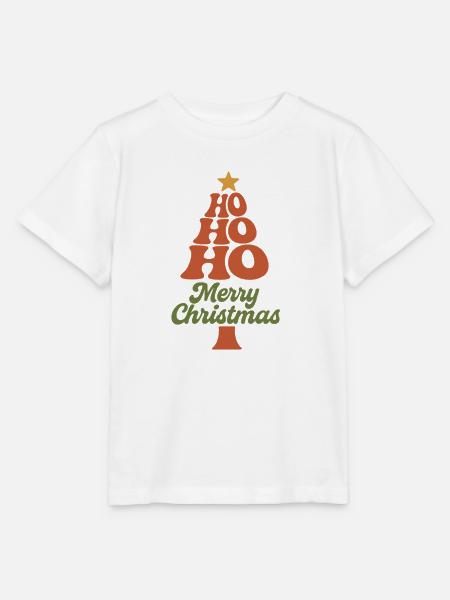 HoHoHo Weihnachtsbaum Typografie - Stanley/Stella Kinder T-Shirt MINI CREATOR  - Weiß