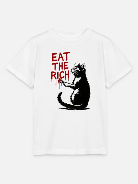 Schwarze Katze roter Tropfen-Text - Stanley/Stella Kinder T-Shirt MINI CREATOR - Weiß