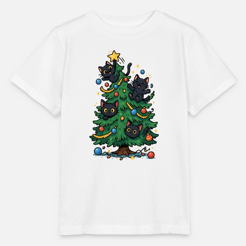 Weihnachtsbaum mit Katzen - Stanley/Stella Kinder T-Shirt MINI CREATOR  - Weiß