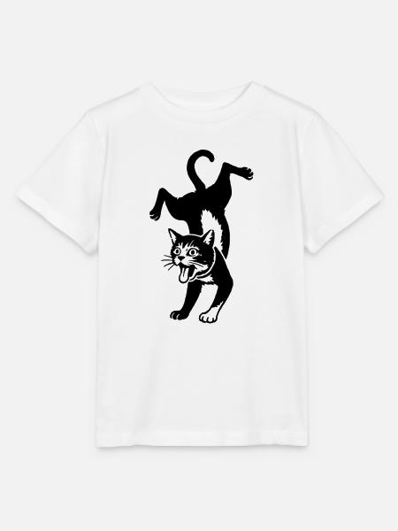 Katzensilhouette Sprung - Stanley/Stella Kinder T-Shirt MINI CREATOR  - Weiß