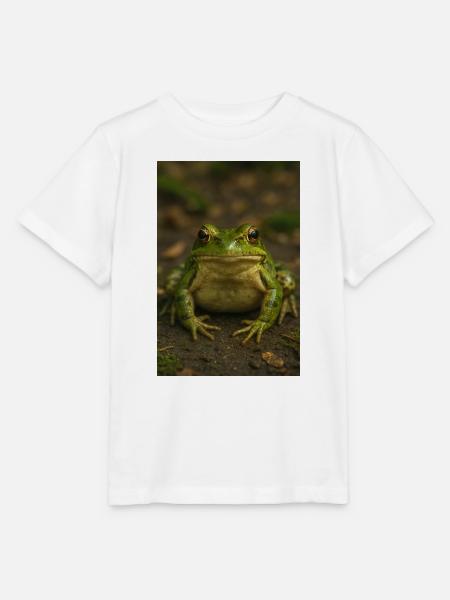 Grüner Frosch im Fokus - Stanley/Stella Kinder T-Shirt MINI CREATOR  - Weiß