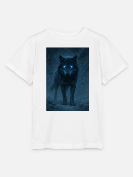 Blauäugiger Wolf in einem Schneesturm - Stanley/Stella Kinder T-Shirt MINI CREATOR  - Weiß