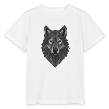 Tête de loup gris géométrique - T-shirt bio MINI CREATOR Stanley/Stella Enfant - blanc - Devant - Maike (125cm)