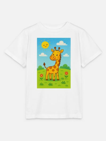 Sonnige Girafe im Kinderwiese - Stanley/Stella Kinder T-Shirt MINI CREATOR  - Weiß
