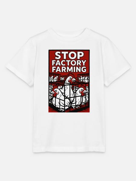 Stopp Factory Farming Poster - Stanley/Stella Kinder T-Shirt MINI CREATOR - Weiß