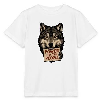 Wolf symbol: Power to the people - Stanley/Stella MINI CREATOR Kids’ T-Shirt - white - Front - Maike (125cm)