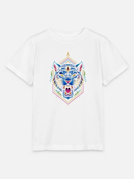 Neon Tiger Geometrischer Print - Stanley/Stella Kinder T-Shirt MINI CREATOR  - Weiß