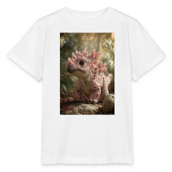 Stégosaure rose dans la Forêt des Braises - T-shirt bio MINI CREATOR Stanley/Stella Enfant - blanc - Devant - Maike (125cm)