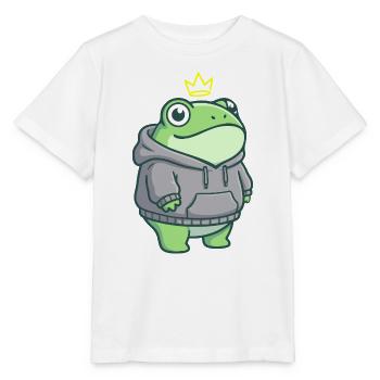 King Croak – Kawaii Frog Hoodie Streetwear - Stanley/Stella MINI CREATOR Kids’ T-Shirt - white - Front - Maike (125cm)