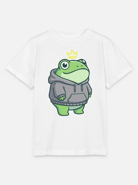 King Croak – Kawaii Frosch-Hoodie Streetwear - Stanley/Stella Kinder T-Shirt MINI CREATOR  - Weiß