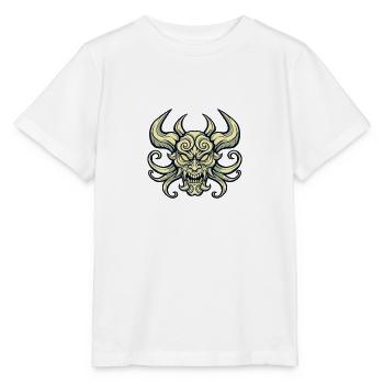 Crâne Démoniaque aux Cornes - T-shirt bio MINI CREATOR Stanley/Stella Enfant - blanc - Devant - Maike (125cm)