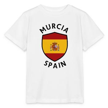 Murcia-Schild unter spanischer Flagge - Stanley/Stella Kinder T-Shirt MINI CREATOR  - Weiß - Vorne - Maike (125cm)