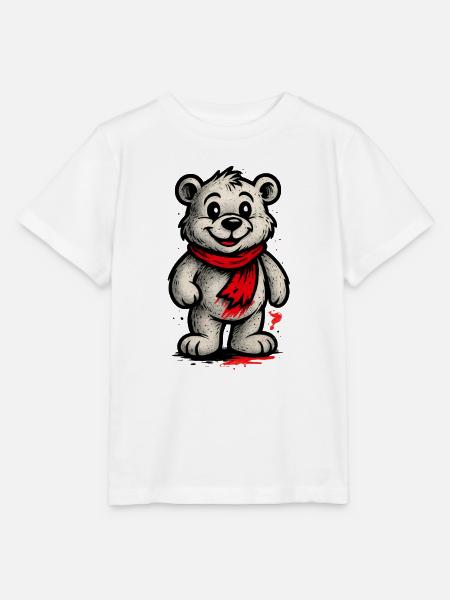 Kuschelbär mit rotem Schal - Stanley/Stella Kinder T-Shirt MINI CREATOR  - Weiß