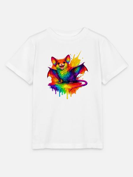 Regenbogenfledermaus Splash - Stanley/Stella Kinder T-Shirt MINI CREATOR  - Weiß