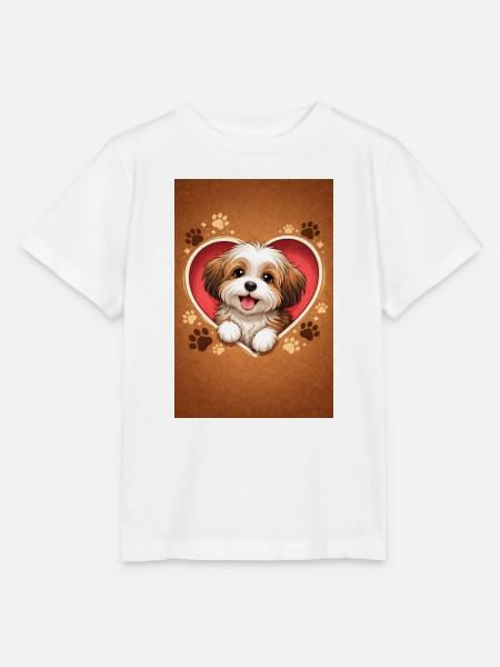 Herzpfoten Hundchen im Herzen - Stanley/Stella Kinder T-Shirt MINI CREATOR - Weiß