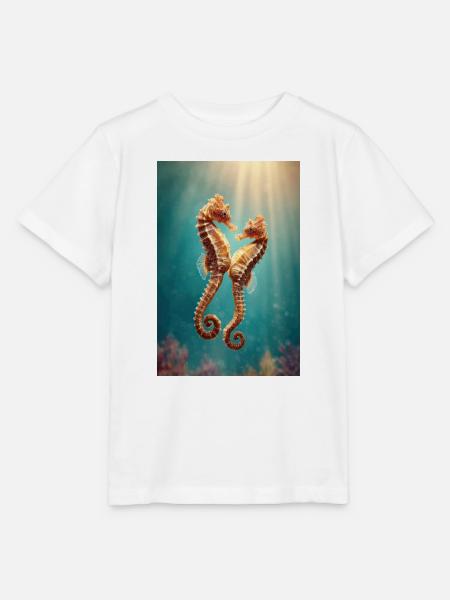 Zwillingsseepferdchen sonnenbeschienen unter Wasser - Stanley/Stella Kinder T-Shirt MINI CREATOR  - Weiß